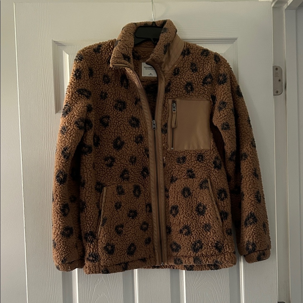 Abercrombie & Fitch Brown Leopard Teddy Jacket
